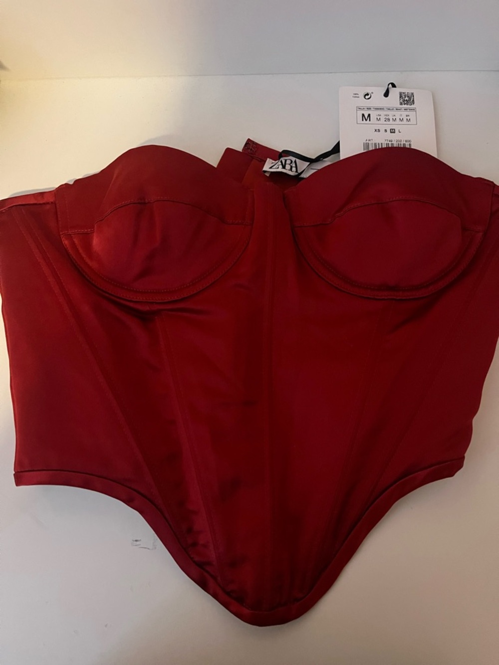 Zara Red Strapless Bustier Corset Top